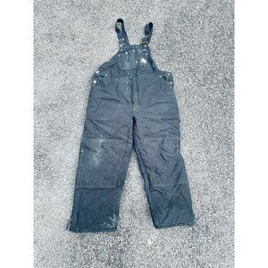 Vintage Carhartt Overalls 46x30 Black Double Knee Distressed Thick Insulated